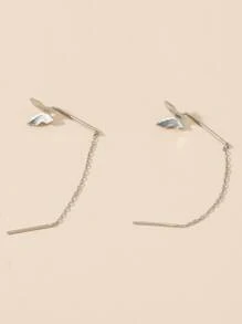 蝴蝶設計耳墜 - 銀色 - 查看 3