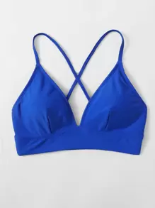 Crisscross Back Bikini Top - Royal Blue - View 1