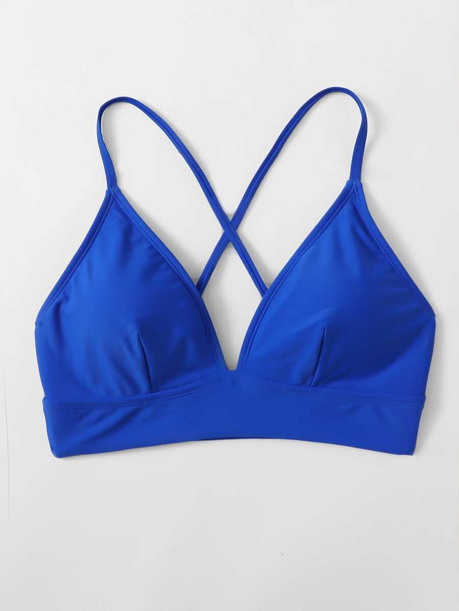 Crisscross Back Bikini Top - Royal Blue - View 1