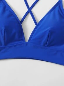 Crisscross Back Bikini Top - Royal Blue - View 5
