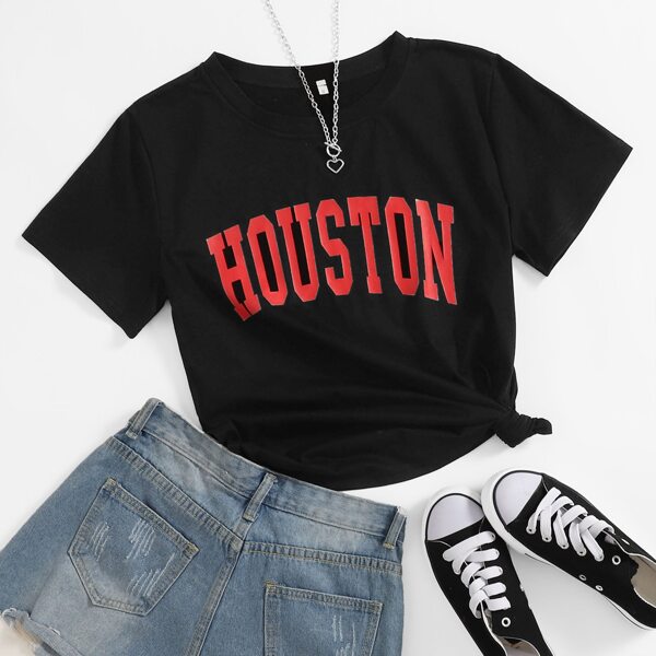 

Letter Graphic Short Sleeve Tee, Black