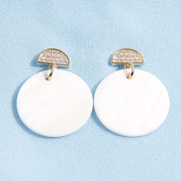 

Acrylic Round Drop Earrings, White