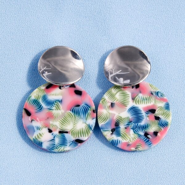 

Acrylic Round Earrings, Multicolor