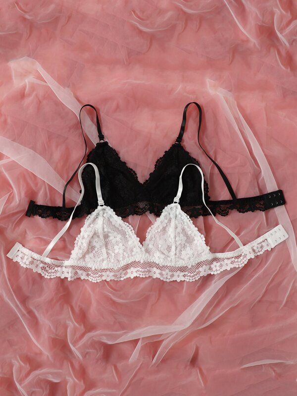 ROMWE 2packs Lace Bralette Sexy Lingerie