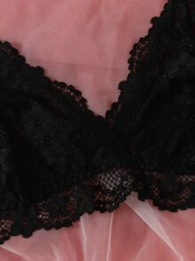 ROMWE 2packs Lace Bralette Sexy Lingerie - Black and White - View 3