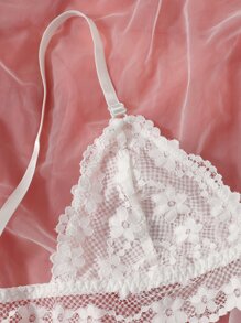 ROMWE 2packs Lace Bralette Sexy Lingerie - Black and White - View 4