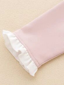 Bebé niña Vestido smock ribete con fruncido - Rosa Pálido - Ver 3