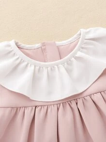Bebé niña Vestido smock ribete con fruncido - Rosa Pálido - Ver 4