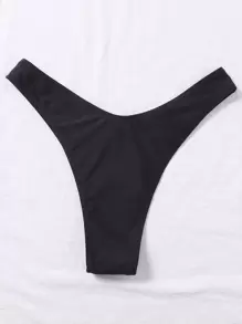 SHEIN Swim Summer Beach High Cut Bikini Panty - Black - View 2