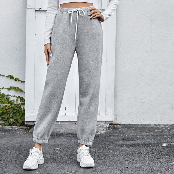 

Heather Gray Drawstring Sweatpants, Light grey
