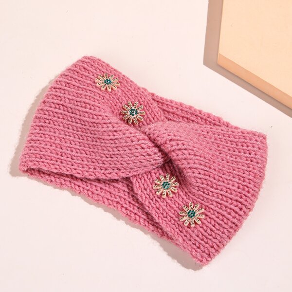 

Knitted Wide Headband, Pink