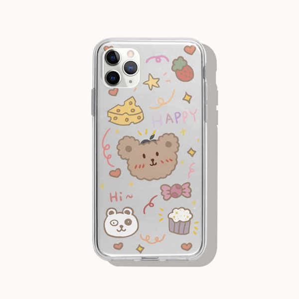 

Cartoon Bear Clear Phone Case, Multicolor