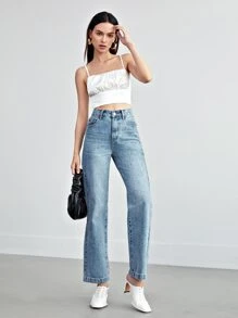 BizChic Ruched Bust Satin Crop Cami Top - White - View 4