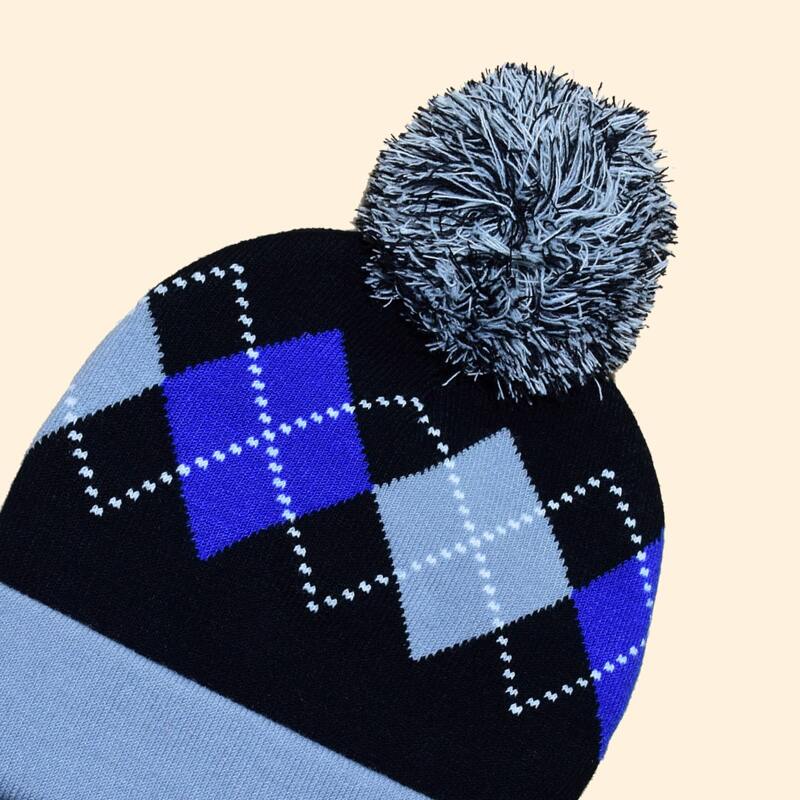 

Guys Argyle Pom Pom Knit Beanie, Multicolor