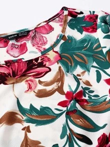 SHEIN VCAY 花卉和樹葉圖案洋裝 - 彩色 - 查看 4