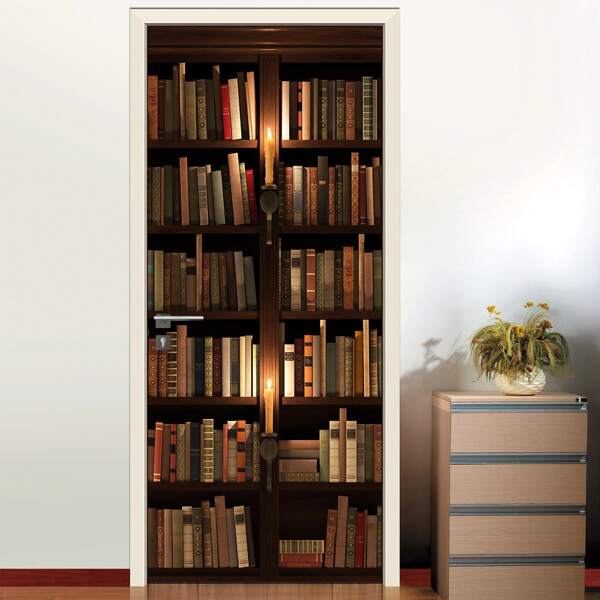 

1set Bookshelf Pattern Door Sticker, Multicolor