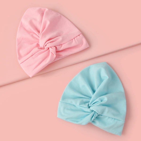 

2pcs Baby Solid Hat, Multicolor