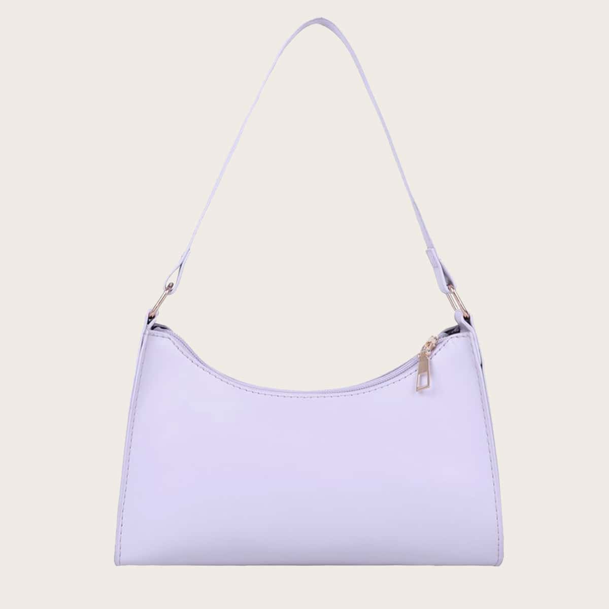 

Minimalist Zipper Shoulder Bag, Purple