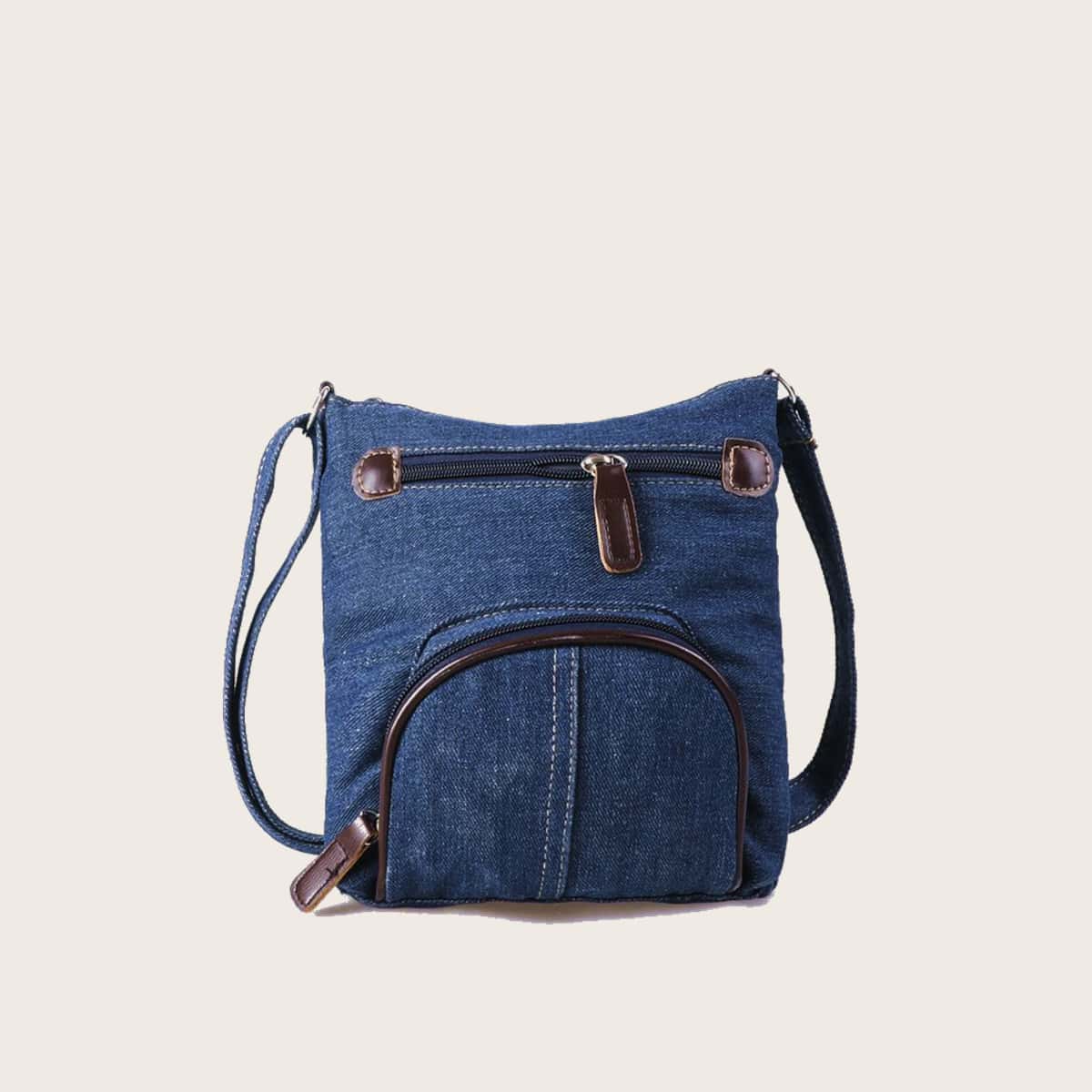 

Denim Zip Crossbody Bag, Dark wash