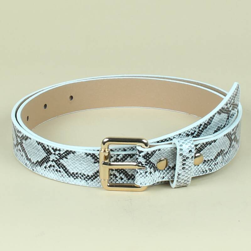 

Snakeskin Buckle Belt, Blue