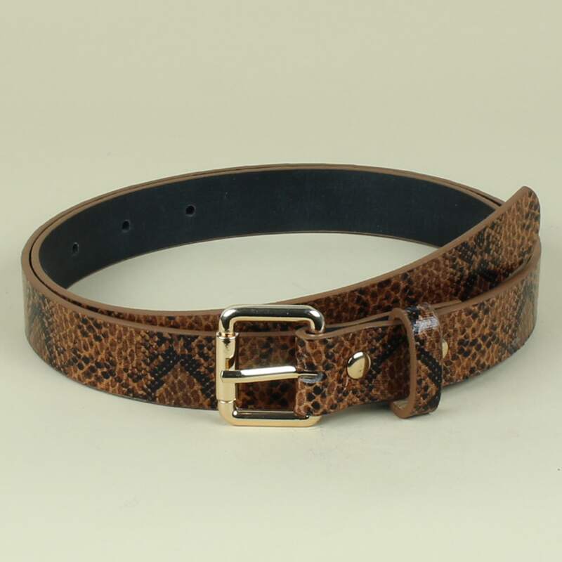 

Snakeskin Buckle Belt, Brown