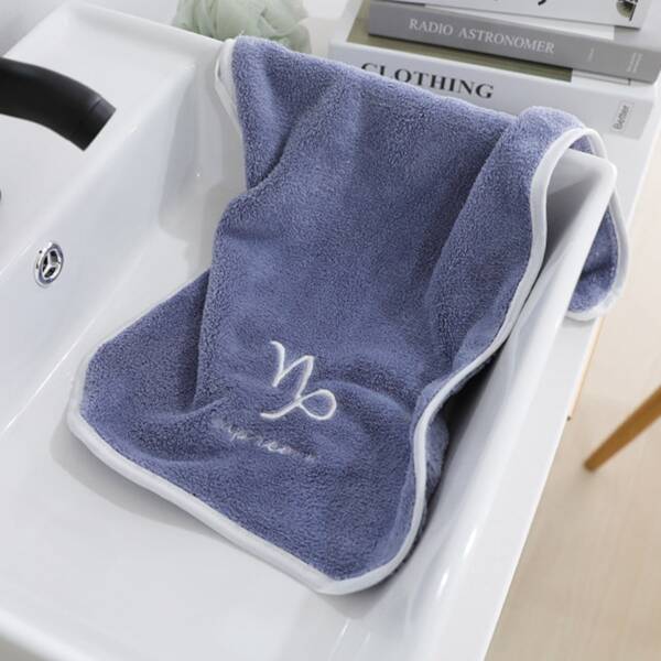 

Embroidery Pattern Bath Towel, Blue