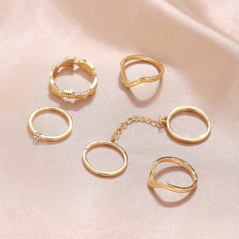 

5pcs Skinny Ring Set, Gold