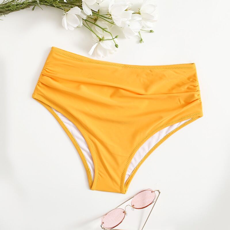 

Solid High Waist Bikini Bottom, Yellow