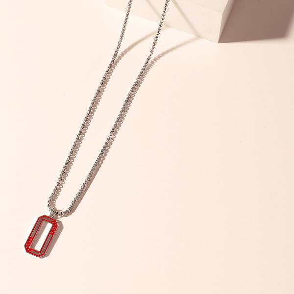 

Men Number Charm Necklace, Silver
