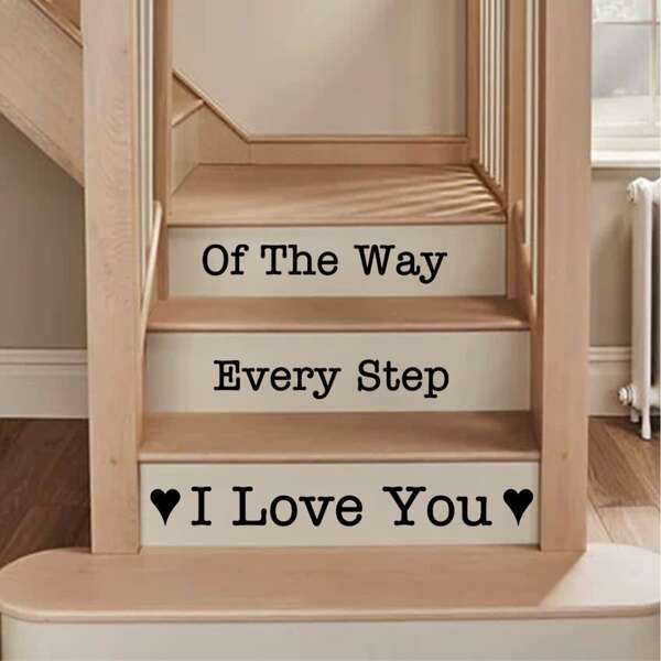 

1sheet Slogan Graphic Staircase Sticker, Black