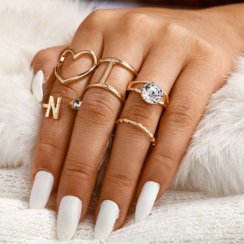 

5pcs Skinny Ring Set, Gold