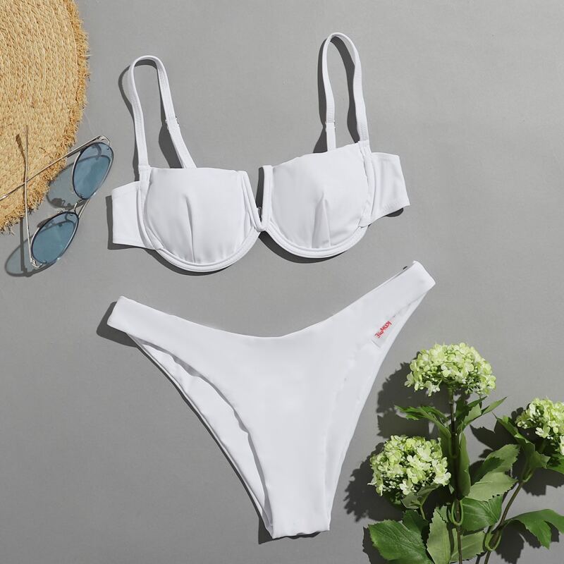 

Push Up V Wired High Cut Bikini Swimsuit, White