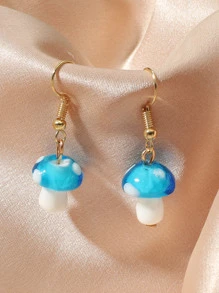 Mushroom Drop Earrings - Baby Blue - View 1