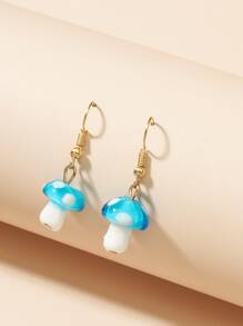 Mushroom Drop Earrings - Baby Blue - View 2