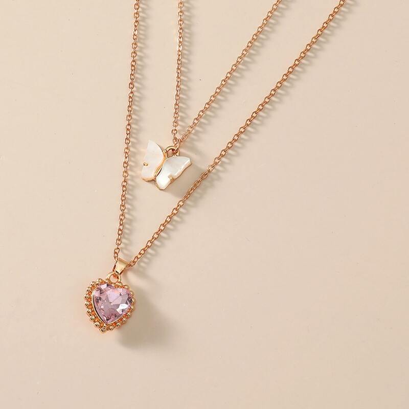 

Rhinestone Charm Layered Necklace, Gold