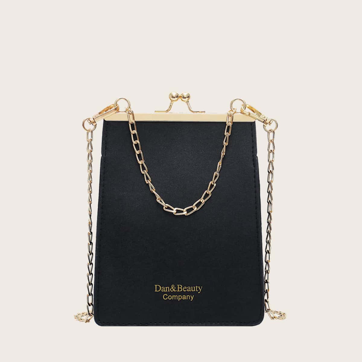 

Kiss Lock Chain Satchel Bag, Black