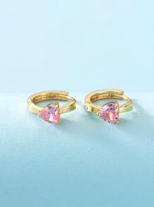 心形装饰耳钉 情人节、妈妈、母亲、母亲节、礼物 - 粉色 - 查看 2