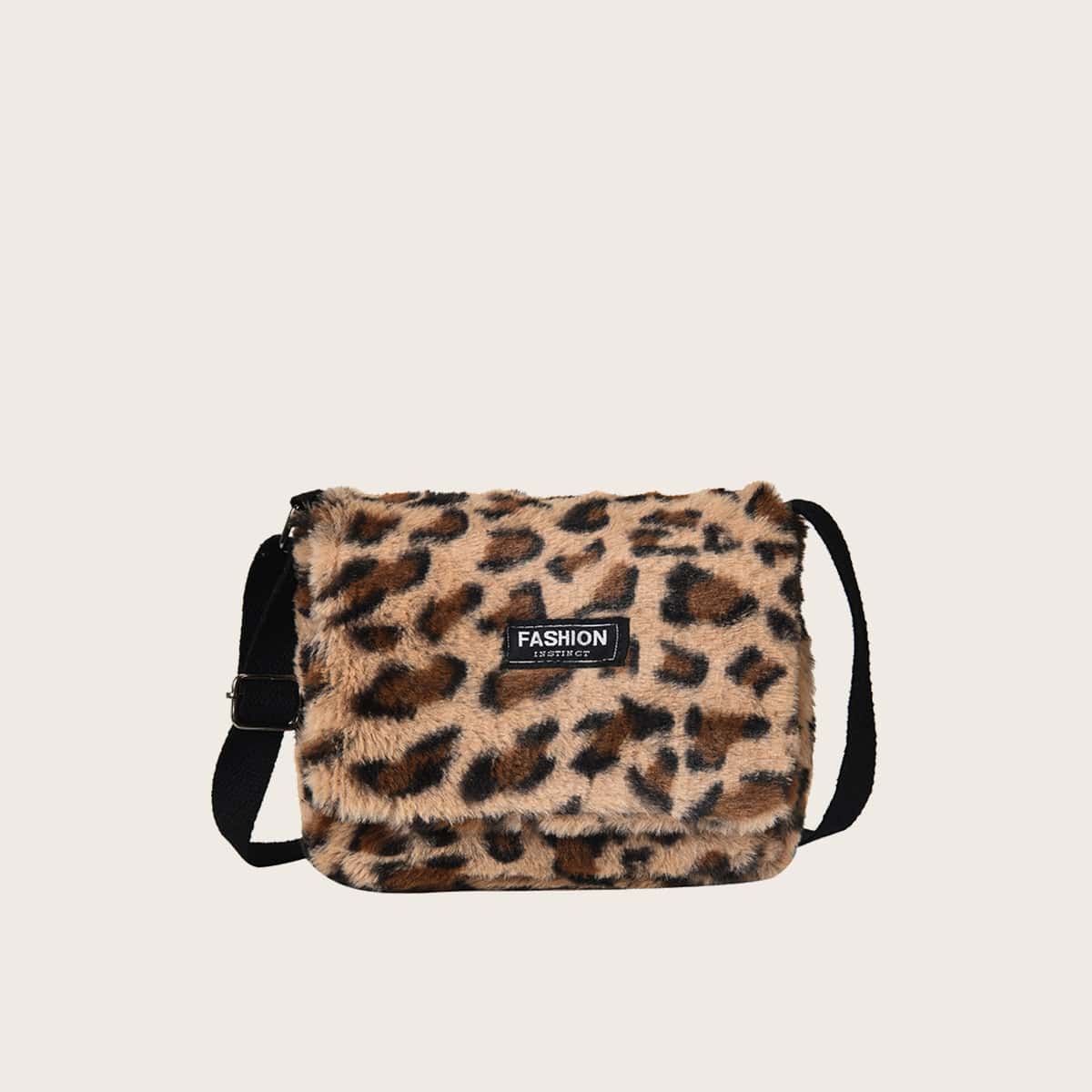 

Leopard Fluffy Crossbody Bag, Brown