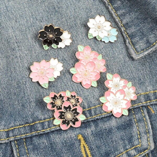

6pcs Flower Design Brooch, Multicolor
