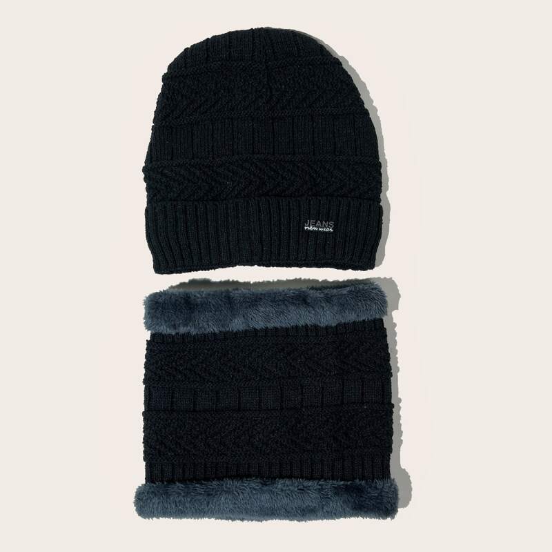 

1pc Guys Beanie & 1pc Infinity Scarf, Black