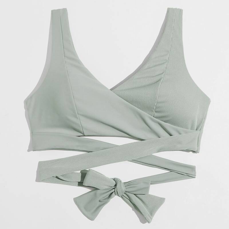 

Solid Wrap Bikini Top, Mint green