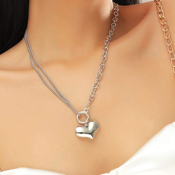 

Heart Charm Necklace, Silver