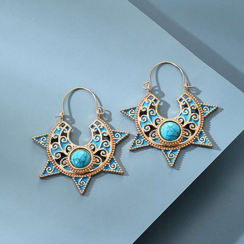 

Retro Gemstone Drop Earrings, Blue