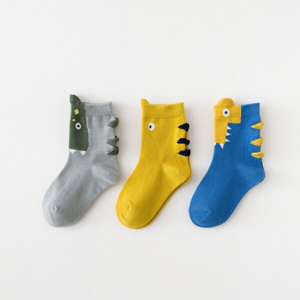 

3pairs Baby Cartoon Graphic Socks, Multicolor