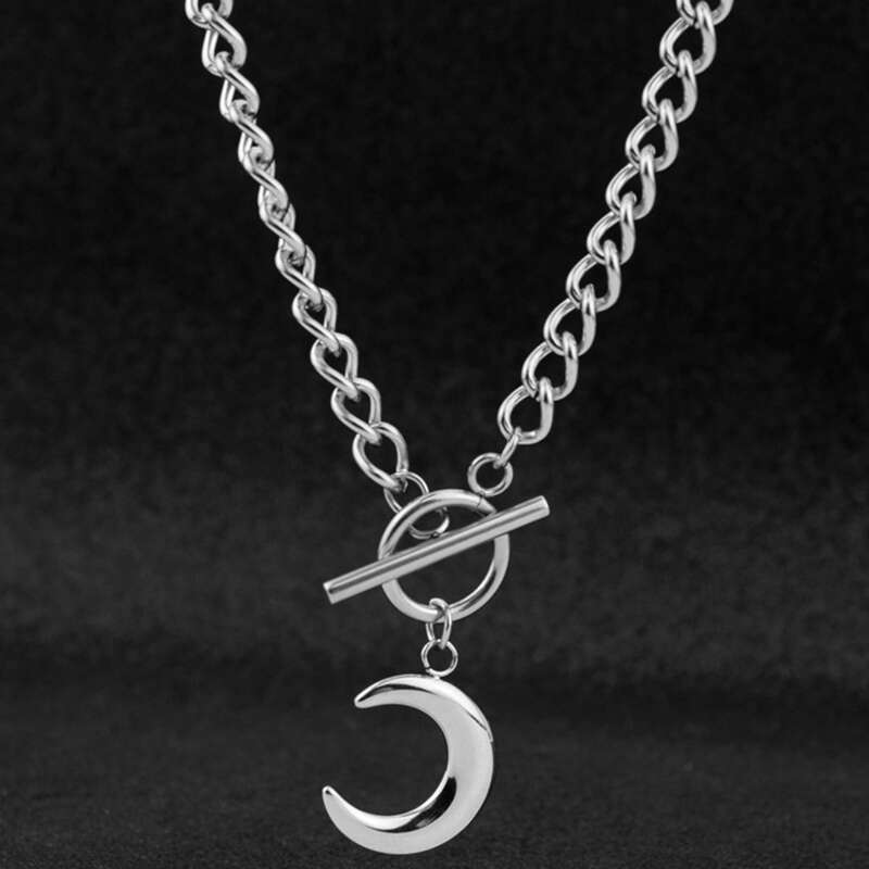 

Moon Charm Necklace, Silver