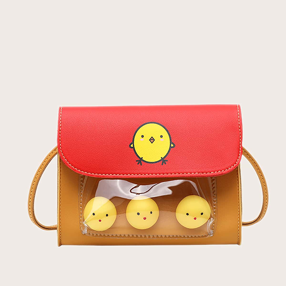 

Colorblock Cartoon Crossbody Bag, Red