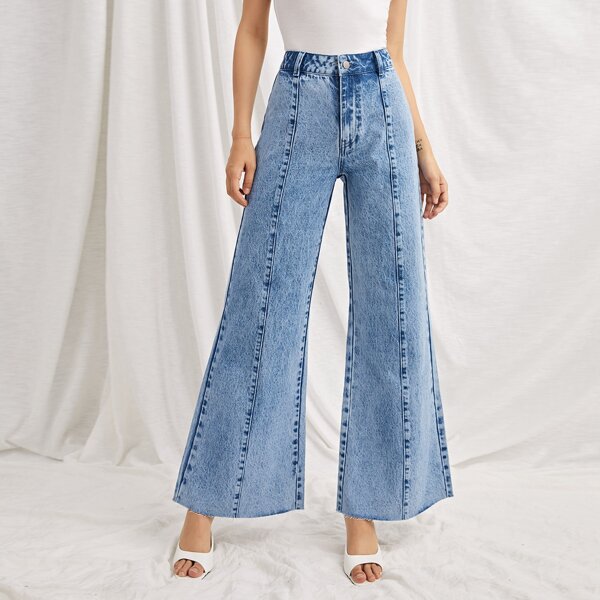

High Waist Wide Leg Jeans, Light wash