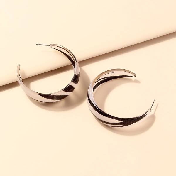 

Zebra Striped Pattern Cuff Hoop Earrings, Black and white