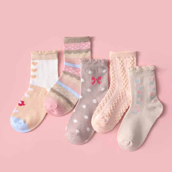 

5pairs Baby Polka Dot Pattern Socks, Multicolor
