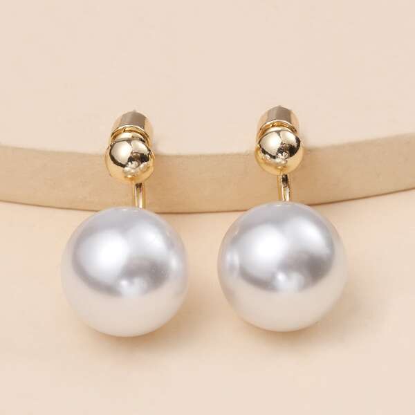 

Faux Pearl Drop Earrings, White